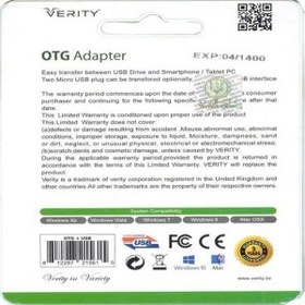 تصویر تبدیل USB به Micro usb وریتی a302 adapter otg usb to micro usb verity ( OTG )