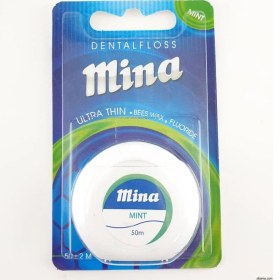 تصویر نخ دندان فوق نازک مینا طعم نعنا Mina ا Mina Ultra Thin Dental Floss-Mint Mina Ultra Thin Dental Floss-Mint