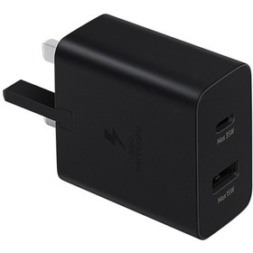 تصویر شارژر دیواری فست شارژ اورجینال سامسونگ مدل EP-TA220NBEGEU Samsung EP-TA220NBEGEU 2Port 3A PD 35W Fast Wall Charger