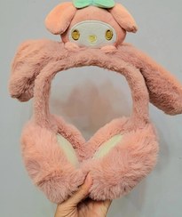 تصویر گوشگیر وارداتی زمستاتی بچگانه مدل هدفون تاشو - کرومی گلبهی 