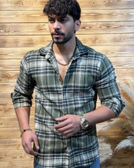 تصویر پیراهن پشمی چهار خونه مردانه Men's double-breasted woolen shirt