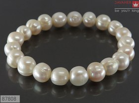 تصویر مروارید پرورشی گرد سفید ساده 8 میلیمتر Pearl bracelet