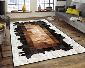 تصویر فرش پوست گاو patchwork cowhide rug
