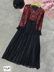 تصویر پیراهن بلند زنانه مدل فروغ جنس ترکیب دانتل و تافته کالکشن یلدا - طرح 3 