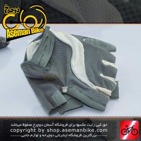 تصویر دستکش دوچرخه سواری ورزشی اسپید ژل دار مدل نیمه رنگ سفید/خاکستری تیره Speed Cycling Glove Half Gel White/Dark Gray 