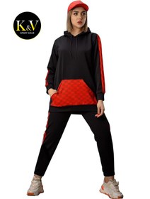 تصویر ست هودی شلوار ورزشی زنانه دخترانه کد 01 Hoody set for women and girls sports pants code 01