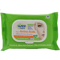 تصویر دستمال مرطوب پاک کننده آرایش غنی شده با آمینواسید حاوی آلوئه ورا 20 عددی وی کر Product Code : 46190