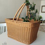 تصویر سبد حصیری دسته دار پلاستیکی 