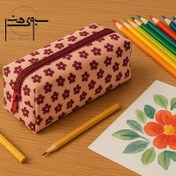 تصویر جامدادی دانشجویی بزرگ طرح گل قرمز کد JM48 