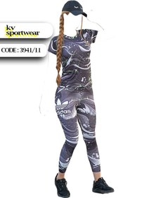 تصویر ست تیشرت و لگ رانینگ ورزشی زنانه کد 001 Womens sports leg running t shirt set code 001