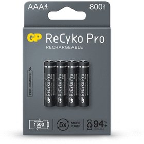 تصویر باتری قلمی شارژی جی پی RECYKO PRO ظرفیت ۸۰۰ میلی‌آمپر 