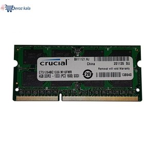 تصویر رم لپ تاپ کروشیال مدل 1333 DDR3 PC3 10600s MHz ظرفیت 4گیگابایت Crucial DDR3 PC3 10600s MHz 1333 RAM - 4GB