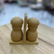 تصویر ست نمکپاش و فلفل پاش بامبو به همراه استند 