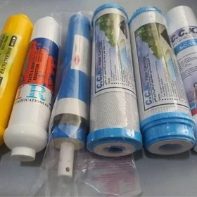 تصویر پک کامل فیلتر دستگاه تصفیه آب خانگی از مرحله 1 الی 6 Complete pack of home water purifier filter from step 1 to 6