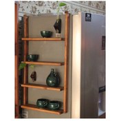 تصویر شلف دیواری کناریخچالی مدل W1411 رنگ قهوه‌ای 