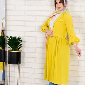 تصویر مانتو ابروبادی کمر پیله دار 