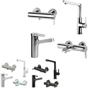 تصویر ست شیرآلات کی دبلیو سی مدل آوا رنگ کروم و سفید 