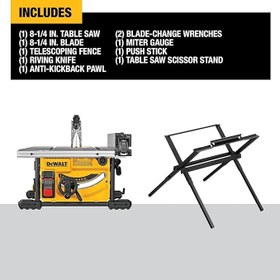 تصویر اره رومیزی قابل حمل با پایه DWE7485WS دیوالت DEWALT Portable Table Saw with Stand, 8-1/4 inch, up to 48-Degree Angle Cuts (DWE7485WS)