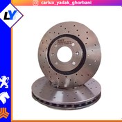 تصویر دیسک چرخ جلو سمند ملی و دنا و سورن توربو سوراخدار اس ام تی(بسته بندی دو عددی) front brake disk samand dena turbo smt