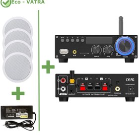 تصویر پکیج سیستم صوتی ویلا، باغ و خانه - سطح طلایی 1 (شامل: آمپلی رومیزی، 4 عدد باند سقفی 30w قطر CM17) 