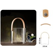 تصویر سطل یخ پیرکس گرد با دسته بامبو 