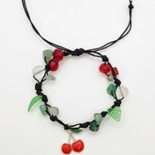 تصویر دستبند نخی بافت تم گیلاس دخترانه 