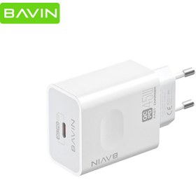 تصویر شارژر دیواری فست شارژ 45 وات همراه با کابل تایپ سی باوین BAVIN PC800Y 45W Charger 