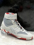 تصویر کفش کشتی اسیکس دوره دوخت زیره لاستیک خارجی رنگ سرمه ای/طوسی/آبی 