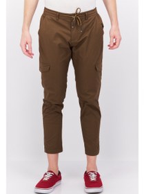 تصویر شلوار کتان کشی مردانه با طراحی معمولی، رنگ قهوه‌ای تیره برند sorbino Men Regular Fit Solid Stretchable Cargo Pants, Dark Tan