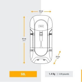 تصویر کوله پشتی سیاه مردانه و زنانه در فضای باز Forclaz - 50 لیتر سفر 100 Decathlon 