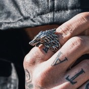 تصویر انگشتر استیل گرگ استارک 