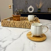 تصویر فنجان چای خوری پایه دار لب طلا با زیره بامبو 40125 