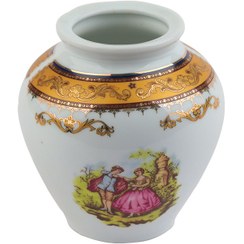 تصویر گلدان چینی لمونژ طرح طلایی 