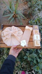 تصویر توربان کرم خامه دوزی سایز نوزاد تا ۲ سال 