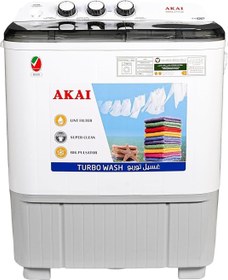 تصویر AKAI 5 kg Twin-Tub Semi-Automatic Washing Machine,Powerful Pulsator, Energy Efficient, Easy Wash Timer, Spin Timer, 66CmX 40CmX84Cm White WMMA-XTT51W 