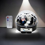 تصویر اسپیکر بلوتوث‌دار هوشمند نیم‌کره موزیکال بهمراه ریموت کنترل Bulb Bluetooth musicall smart disco light