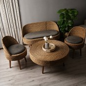 تصویر مبلمان ۴ نفره حصیری با میز 