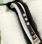 تصویر دستبند زنانه چرم طبیعی طرح مروارید دوردوخت کد ۳۳۳۵۰۴۹ 