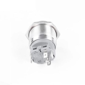 تصویر کلید شستی فلزی آبی LED قطر 12V/24V - 22mm 