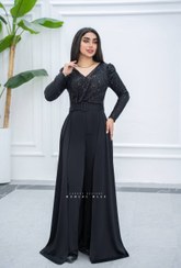 تصویر لباس مجلسی زنانه مدل لیا سایز ۴۲-۴۸ رنگ زرشکی و نقره ای و مشکی 
