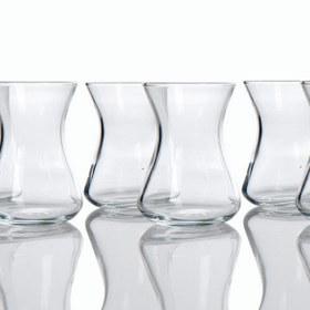 تصویر لیوان چای کمر باریک انگلیش هوم 125 میل شفاف Flat 6 Glass Tea Glasses