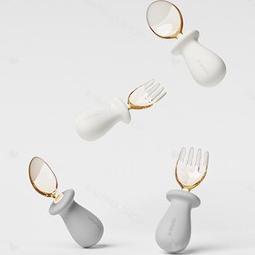 تصویر قاشق و چنگال ۲ عددی سیلیکونی هی اور شی 
