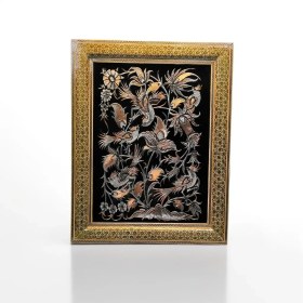 تصویر تابلو مس قلم زنی و خاتم اصفهان 