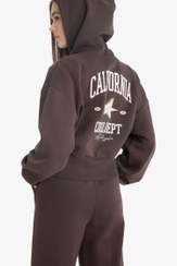 تصویر هودی زنانه قهوه ای دفکتو 