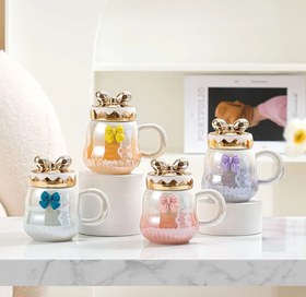 تصویر ماگ سر دار پاپیونی - بنفش mug