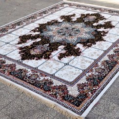 تصویر فرش ماشینی ۵۰۰ شانه طرح هیوا سفید کاشان – خرید قالی کاشان با کیفیت عالی. 