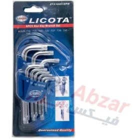 تصویر مجموعه 9 عددی آچار آلن ستاره ای لیکوتا مدل 2TX10091DPM LICOTA 9 PCS SHORT TYPE TORX KEY WRENCH SET MODEL 2TX10091DPM