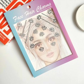 تصویر بسته 12 ورقی نگین چسبی پک 3(عمده) Hair charm gems