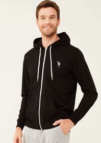 تصویر سوییشرت مردانه سیاه برند us polo assn E18R46Z9 ا Erkek Fermuarlı Kapüşonlu Sweatshirt Erkek Fermuarlı Kapüşonlu Sweatshirt