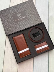 تصویر خرید ست هدیه کیف پول مردانه3 تیکه چرم مصنوعی با جعبه هاردباکس برند ماسیمو دیوتی 